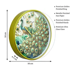 RANDOM Green & White Printed Round Shaped Contemporary Analogue Wall Clock image 4