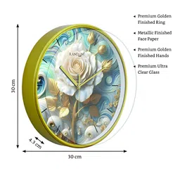 RANDOM Green & White Printed Contemporary Wall Clock image 2