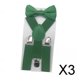 calandis CALANDIS™ 3xKids Suspenders with Bow Tie Y Back Durable for Suits Trousers Dance Costume Grass Green | Clothing Shoes & Accessories | Mens Accessories | Suspenders Braces image 2