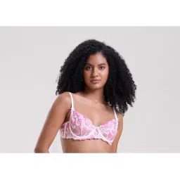 Mysthelle Fleur Pink Embroidered Balconette Bra-picture-14