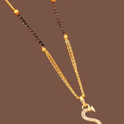 JEWEL WORLD Gold Plated Black Beaded S-Letter Mangalsutra-picture-34