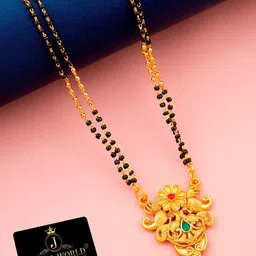 JEWEL WORLD Gold-Plated Stone-Studded & Beaded Mangalsutra-picture-32