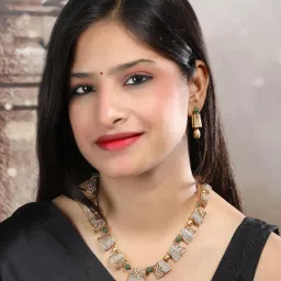 STILEADDA Green Designer Gold Plated Ad Stone Necklace & Earrings Set-image-97