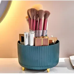 House of Quirk Makeup Brush Holder Organizer, 360degree Rotating Desktop Organizer (Green)-image-85