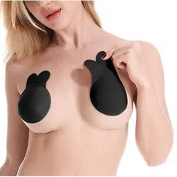 cartscorner Breathable Rabbit Breast Lifter Pull Invisible Anti-Sagging on The Breast Pad Silicone Nipple,C 1 Pair Plus Size Black image 2