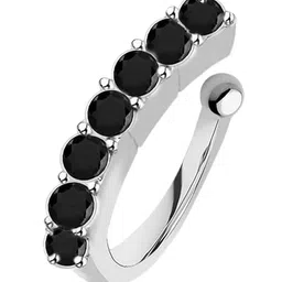 vama Black Stone Clip On Silver Nose Ring Without Piercing Pressing Nose Pin Stud for Women image 1