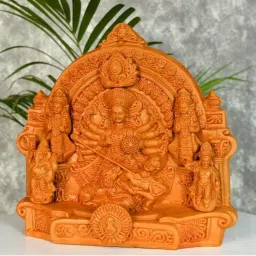 SOWPEACE Brown Premium Large Terracotta Durga Sculpture-image-8