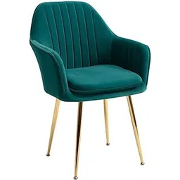 CHAIR CRAFT Velvet Upholstered Modern Accent Arm Chair for Living and Dining Room Mid-Century Club Guest Seat with Golden Legs Standard (Green) image 3