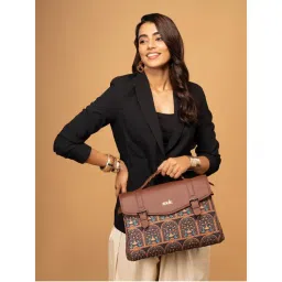 Zouk Konkona Heritage Satchel Bag - Royal Indian Peacock Motif-image-6