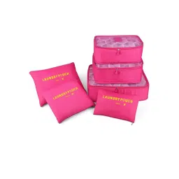 House of Quirk Packing Cubes for Travel Organizer Bags Set of 6 (Dark Pink)-picture-32