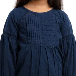 UNDER FOURTEEN ONLY Girls Navy Blue Solid Full Sleeve Top image 3
