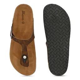 SHENCES Men SHENCES CORK  Printed Open Toe Comfort Sandals With Buckle Detail image 2