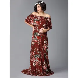 The Mom Store Plum & Done Floral Maternity Photoshoot Gown-picture-16