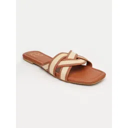 GLAM STORY TrendAura CrissCross Textured Brown Flats image 4