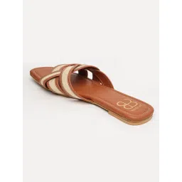 GLAM STORY TrendAura CrissCross Textured Brown Flats image 5
