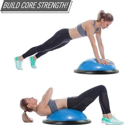 generic Exercise Half Balance Ball with Resistance Bands, 48 cm Yoga Busu Ball, Foot Pump for Home Gym Workouts, Multicolour image 3