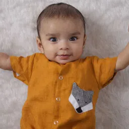 Vastrarth Kids Mustard Yellow Solid Organic Cotton Rompers-picture-52