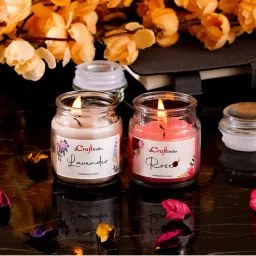 eCraftIndia Glass Jar Jasmine and Rose Scented Candles (Set Of 2)-picture-24