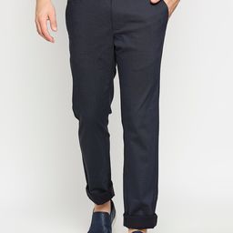 Basics Men Navy Blue Tapered Fit Trousers-picture-22
