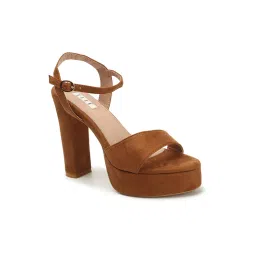 ELLE Fashionable Womens Brown Ankle Strap Party Wear Heels-image-27