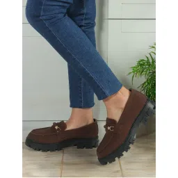 ELLE Womens Fashionable Brown Color Solid Loafers-image-20