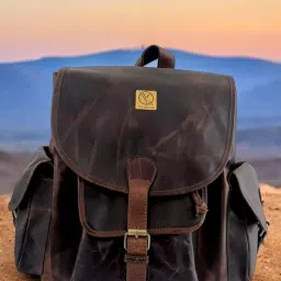 Ya Qalbi Brown Genuine Leather Backpack-picture-15