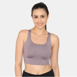 Zivame Zelocity High Impact Quick Dry Sports Bra - Purple Dove-image-2