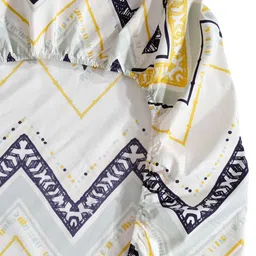 SOKNACK White & Blue Geometric 300 TC Single Bedsheet with 1 Pillow Covers image 4