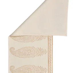 BLOCKS OF INDIA Gold Floral Printed Canvas Table Runner image 3