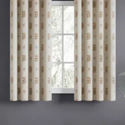 Haus & Kinder 100% Cotton Printed Curtains Rosy Spray, Eyelets, Multi-Color (Pack of 2)-picture-20