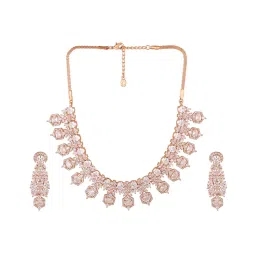 Estele Silver Plated Cz Astonishing Necklace Set with White Stones for Women (Set of 2) image 4