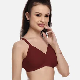 FIMS Red & Maroon Pack of 2 Cotton Blend Non-Padded Bra MTR_Cross_Bra_RedMaroon_B image 3