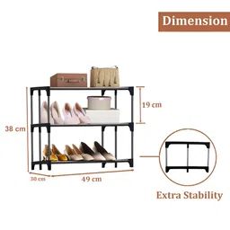 Urban Choice Black Metal 3-Tiers Shoe Rack image 2