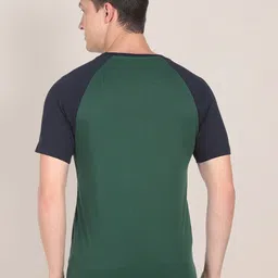 u.s. polo assn. U S Polo Assn. Men Green & Black  Varsity Colourblocked Cotton T-Shirt image 5