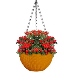 Kuber Industries Set Of 5 Yellow Large Plastic Hanging Planters image 3