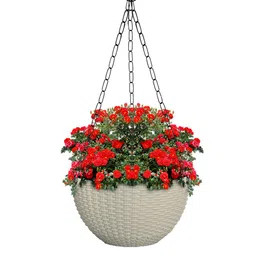 Kuber Industries White Set Of 6 Large Plastic Hanging Flower Pot image 2