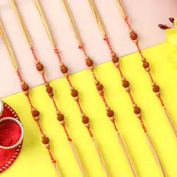 PANASH Set Of 4 Rudraksha Bhaiya Bhabhi Rakhis With Roli Chawal-picture-37