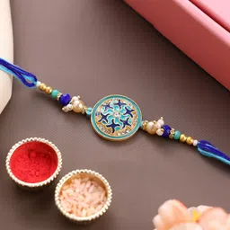 PANASH Unisex Gold-Plated Pearls Beaded Thread Rakhis With Roli Chawal-picture-15