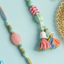 Aapno Rajasthan Beaded Thread Rakhi with Roli Chawal & Greetings Card-picture-22