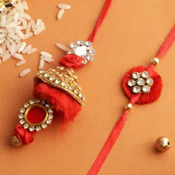 Aapno Rajasthan Kundan Bhaiya Bhabhi Rakhi with Roli Chawal & Greetings Card-picture-30