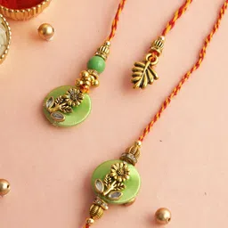 Aapno Rajasthan Floral Bhaiya Bhabhi Rakhi With Roli Chawal & Greetings Card-picture-17