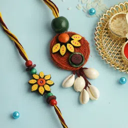 Aapno Rajasthan Set of 2 Floral Bhaiya Bhabhi Rakhi with Roli Chawal & Greeting Card-picture-24