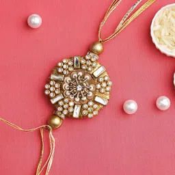 Aapno Rajasthan Gold-toned Embellished Floral Rakhi-picture-23