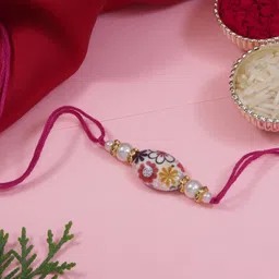 I Jewels Beaded Thread Rakhi with Roli Chawal & Greeting Card-picture-54