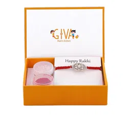 GIVA 925 Silver Ucchishta Ganapati Rakhi With Roli Chawal image 3