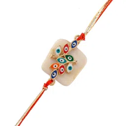 Aapno Rajasthan Gold-Plated Evil Eye Embellished Resin Rakhi image 2