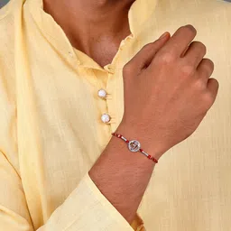 GIVA 925 Silver Om Mandala Rakhi With Roli Chawal image 5