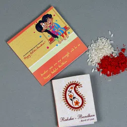 Aapno Rajasthan Beaded Rudraksh Multistrand Rakhi with Roli Chawal & Greeting Card image 3