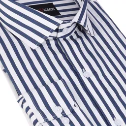 mark & albert Men's Striped Full Sleeves Cotton Formal Shirt White | Stylish Shirt for Men image 2