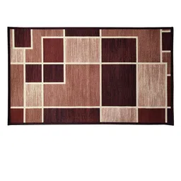 Athom Living Trendz Brown & Beige Box It Up Design Premium Anti-Skid Rectangular Carpet image 2